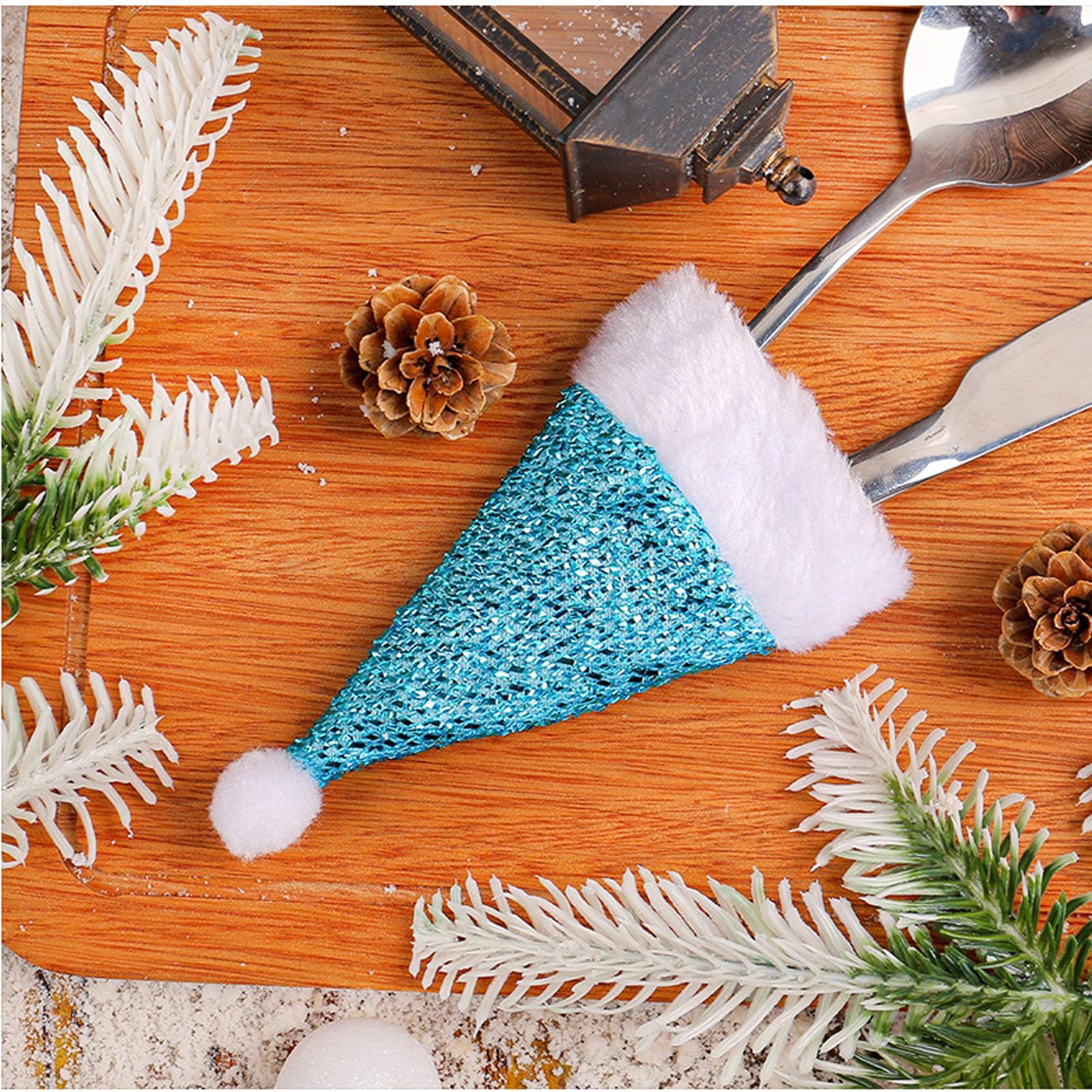 

Рождественские шапки Санта-Клауса Столовые приборы Костюм Декор Столовый прибор Держатели для столовых приборов Карманы Ножи Вилки One Size синий