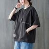Short-sleeved Blouse Loose Covering Meat Large Size Literary and Artistic Simple Western Style Design Pullover Women's Summer T-shirt