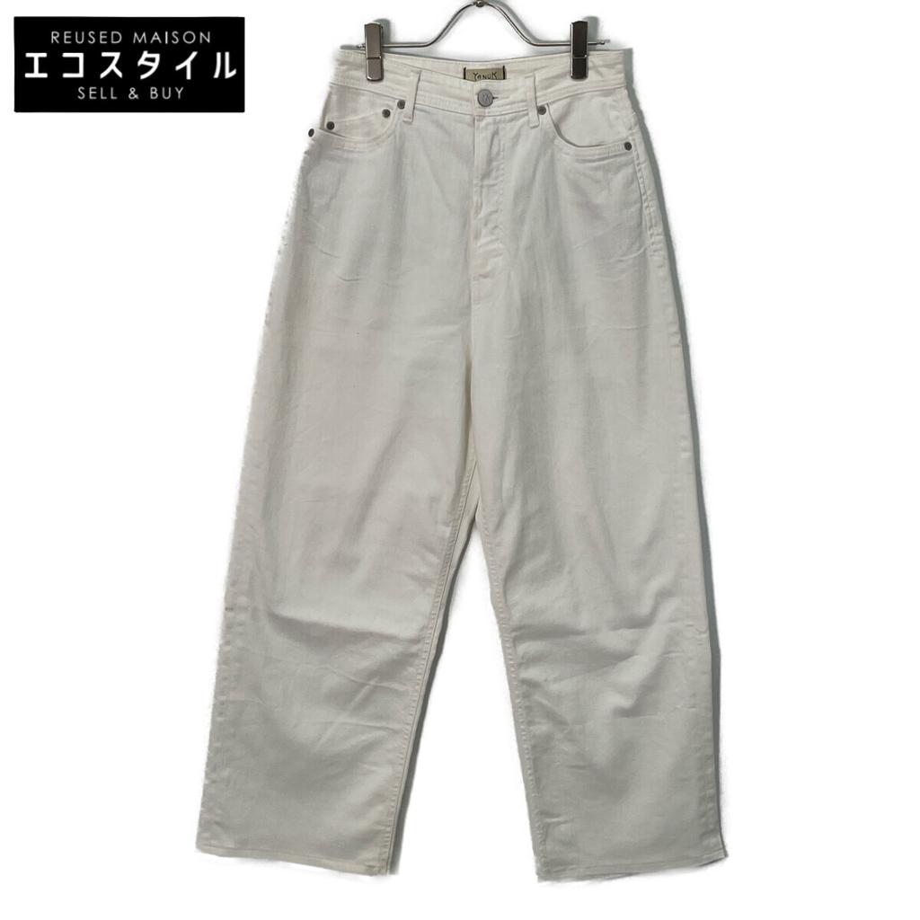 YANUK 57142228 Airy White Really Light/Spill Proof Loose Straight "JOAN" Denim Pants Bottoms 27 whiteUsed