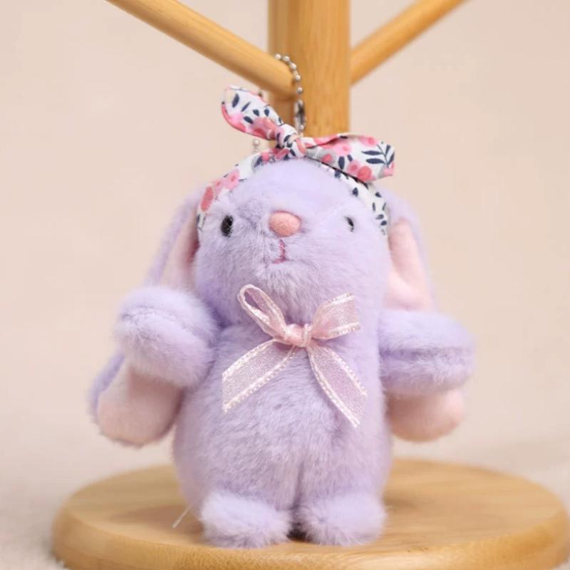 Easter Plush Bunny Headband Bow Pendant Backpack Hanging Ornament for Girls Kids Festival Gift