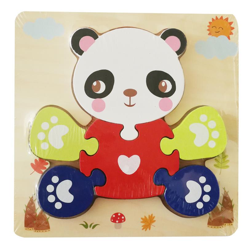 Wooden Simulation Cartoon Vehicle Animal Puzzle Early Childhood Education Building Block Children Baby Cognitive Three-Dimensional Puzzle