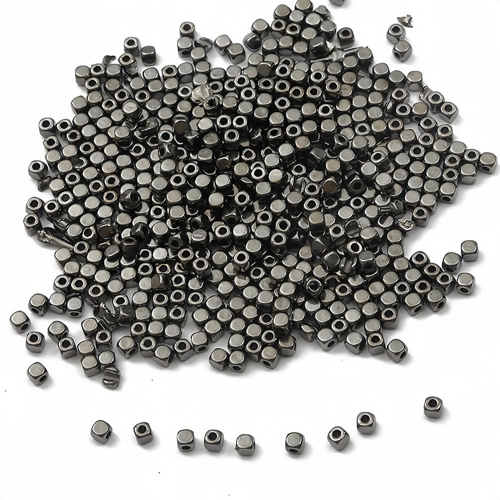 100-200pcs 3-4mm Cube Square Loose Spacer Solid Brass Beads Seed Beads for DIY Jewelry Making Bracelets Necklace Accessories