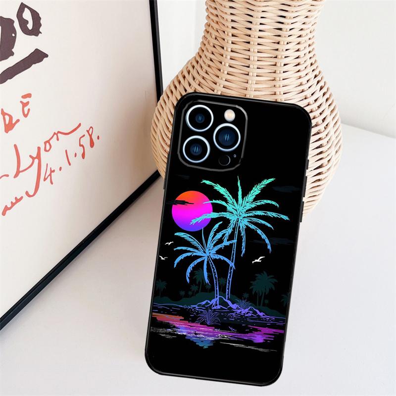 Retrowave Neon Palms Tree Phone Case For iPhone 17 Pro Max 16 15 11 13 12 14 Pro Max mini 15 16 Plus 16e 17 Air Cover