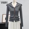 Women's Slim Fit Lapel Collar Solid Knit Cardigan