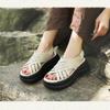 Johnature Genuine Leather Retro Woven Thick Soled Sandals Versatile Height Increasing Roman Women's Shoes