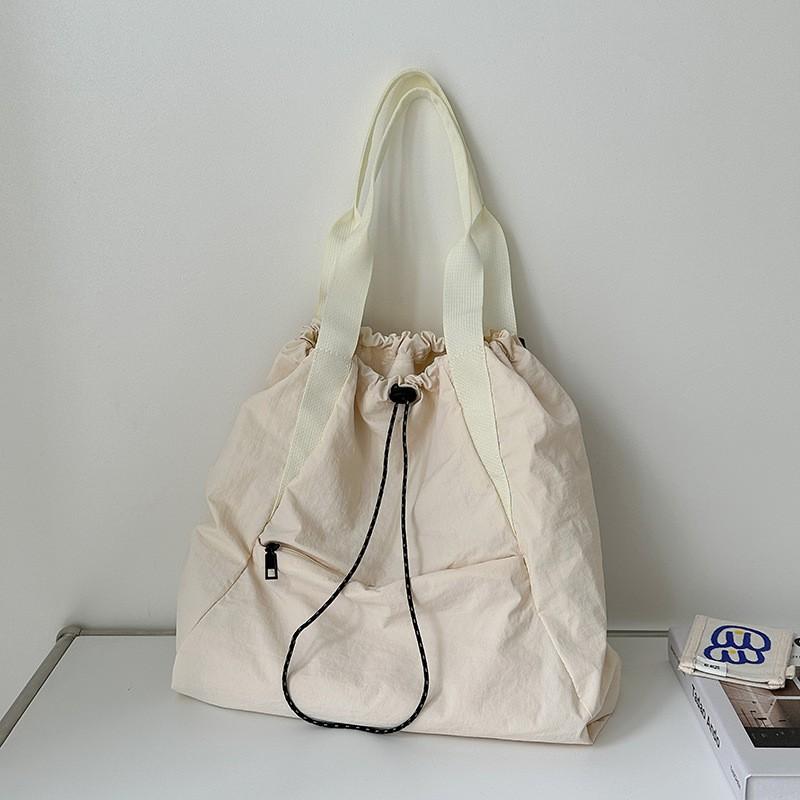 

Korean Multi-functional Design Lightweight Simple Nylon Backpack Women s Drawstring Strap Students casual All-match Shoulder Bag білий
