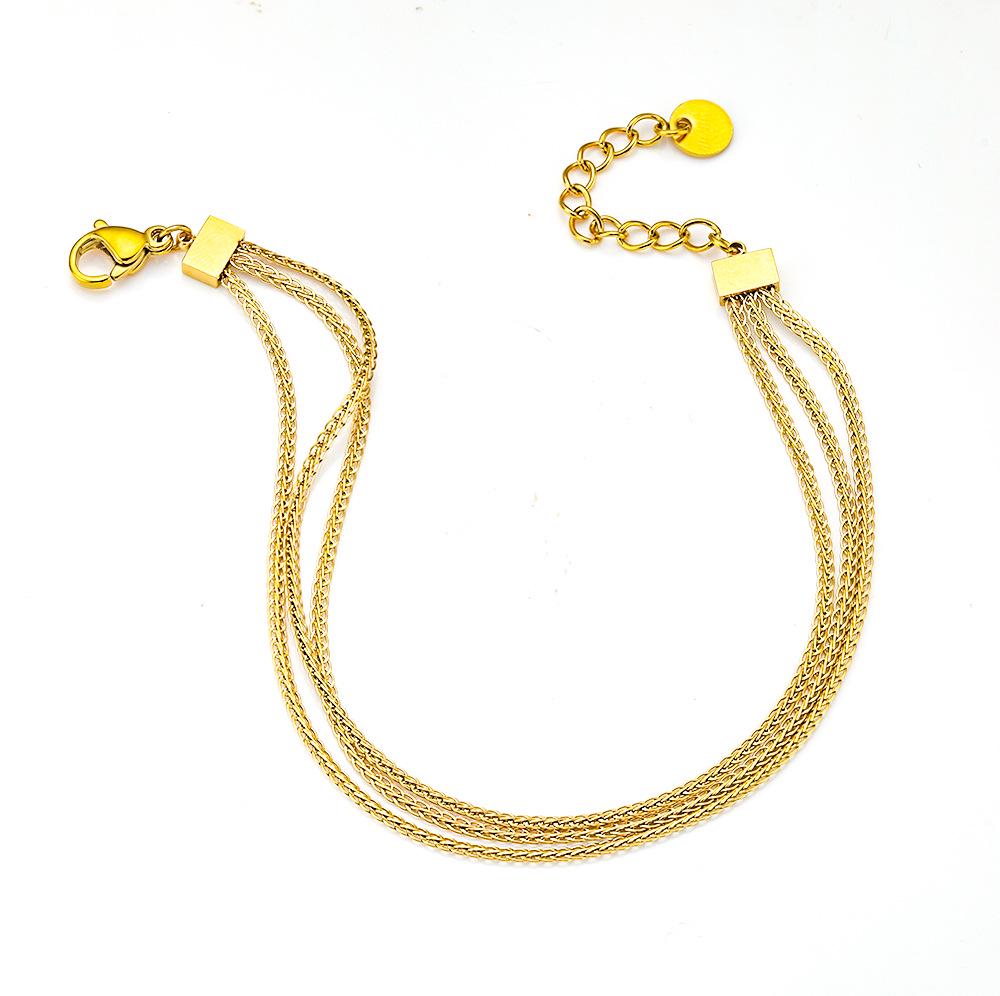 French Minimalist Hollow Chain Bracelet: Niche Tassel, Multi-layer, Stackable Thin Titanium Steel Jewelry золотой