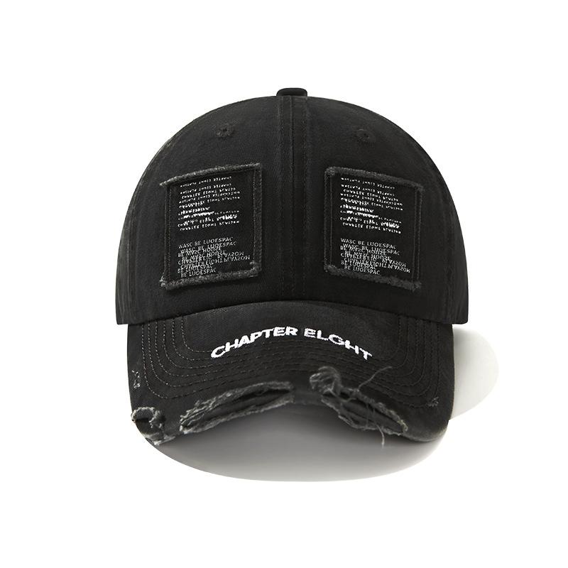 Retro washed old ripped baseball cap women's summer sunshade letters versatile face peaked cap tide