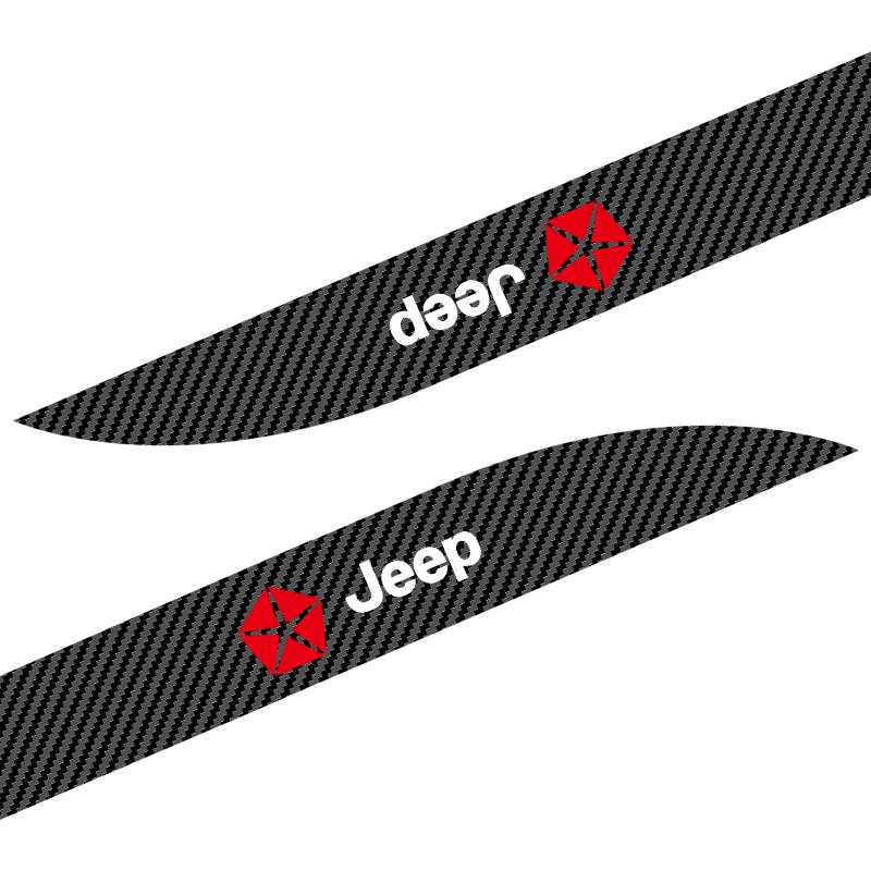 2Pcs Carbon Car Door Side Skirt Sill Stripe Sticker Anti-scratch Refit Sticker for Jeep JK Gladiator Compass Renegade Grand Cherokee Wrangler