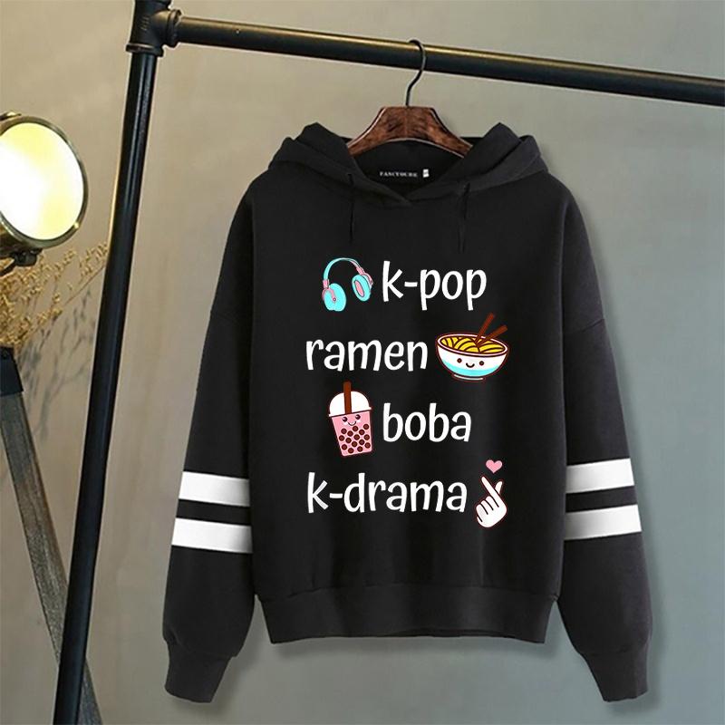 K-POP Ramen Boba K-drama Potisk Mikiny Ženy Muži Podzim A Zima Harajuku Mikina Ležérní Pulovr Topy