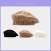 Handmade Simulation Wool Knitted Beret With Twisted Pattern For Winter Outdoor Fashion