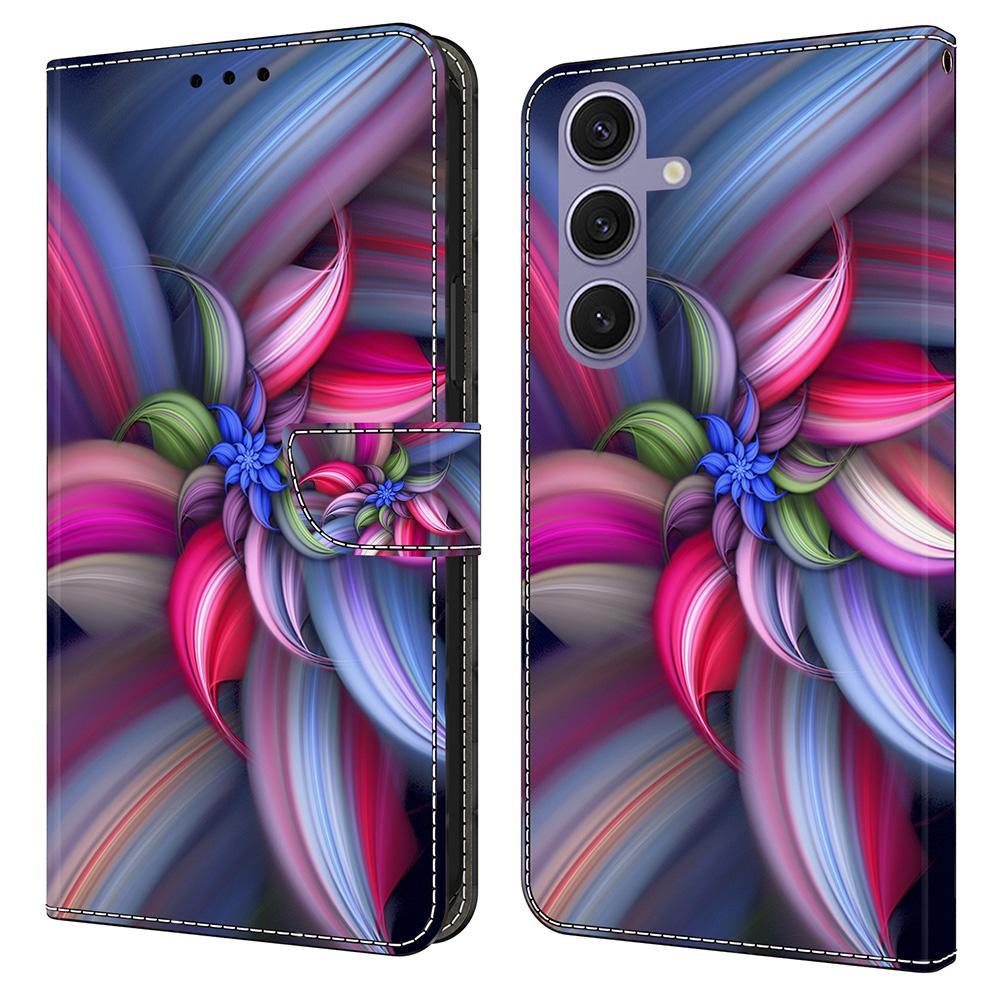 

Чехол для Samsung Galaxy S25+ 3D-узор Кожа PU Кошелек Чехол для телефона с подставкой Colorful Flowers