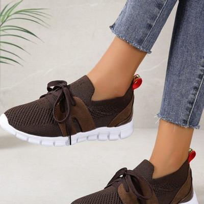Spring and Summer Footwear Flying Mesh Women's Shoes Breathable Sneakers Shallow Laces Muffin Bottom Plus Size