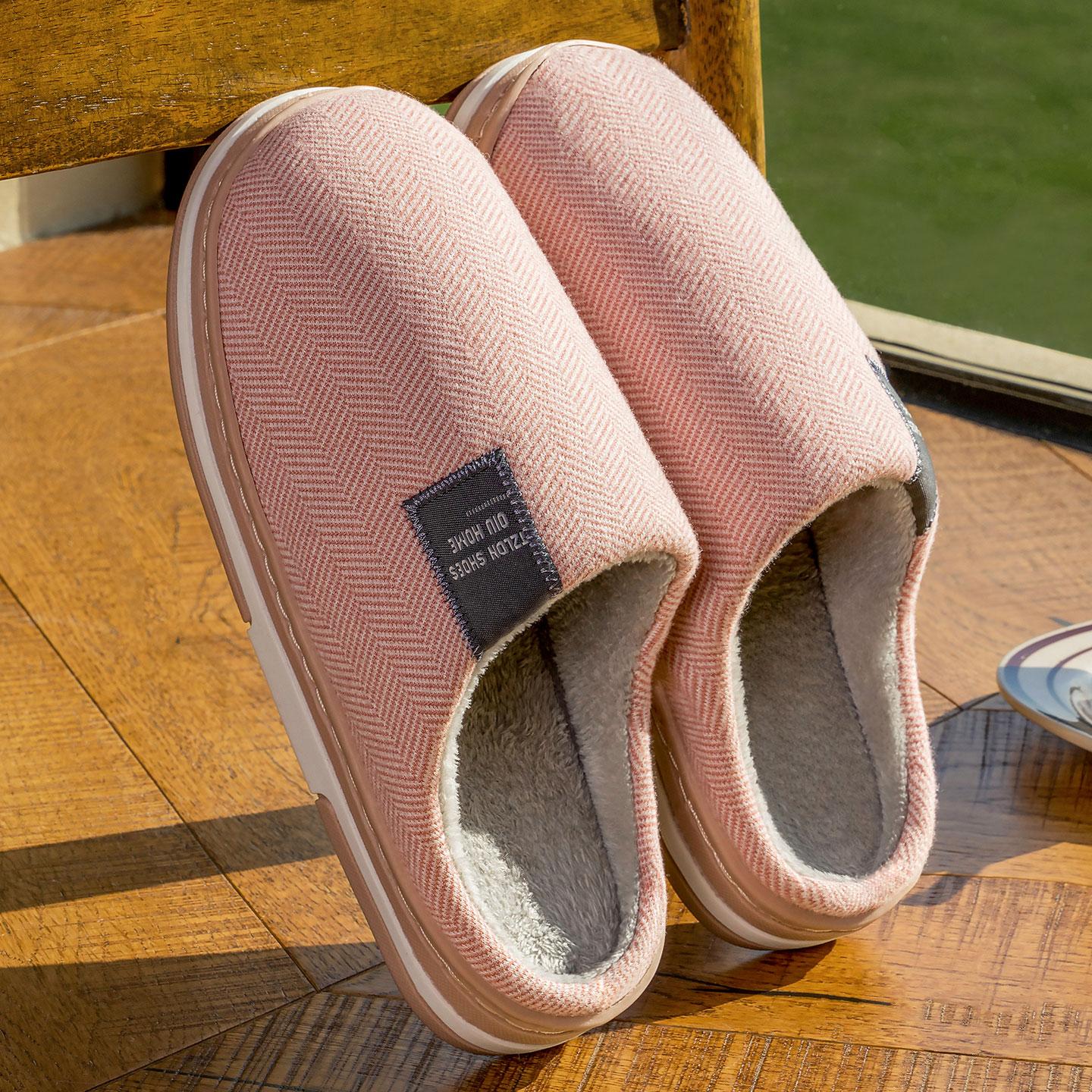 

Зимние женские домашние тапочки плюшевые теплые плоские шлепанцы дышащие мягкие нескользящие тапочки для дома и улицы мужские повседневные тапочки 36-37 розовый