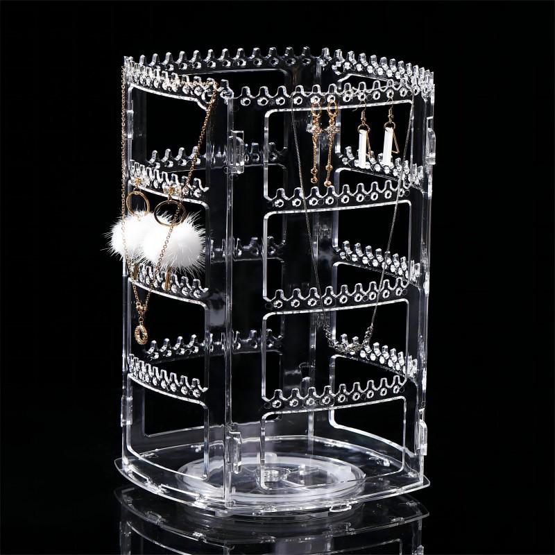 Transparent flerlagers roterande smyckesdisplayställ för örhängen