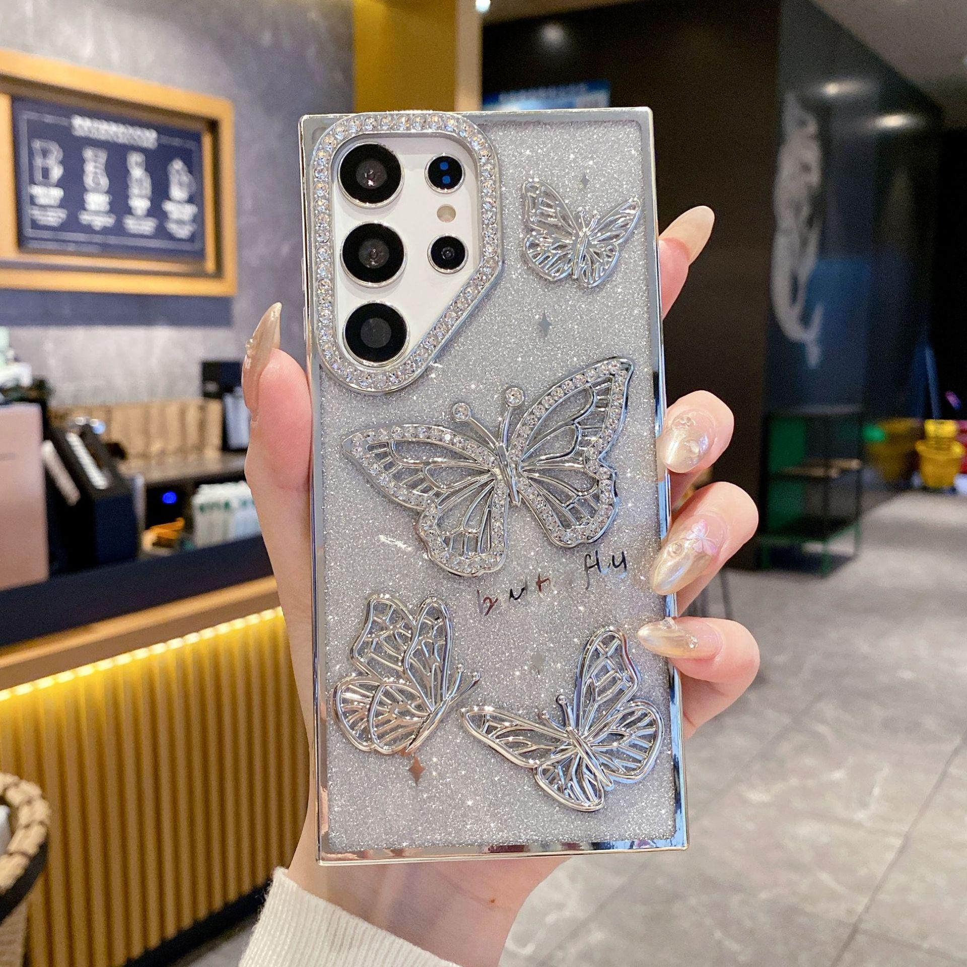 Samsung S26 Ultra 3D Glitter Butterfly Rhinestone Drop-proof Phone Case A26