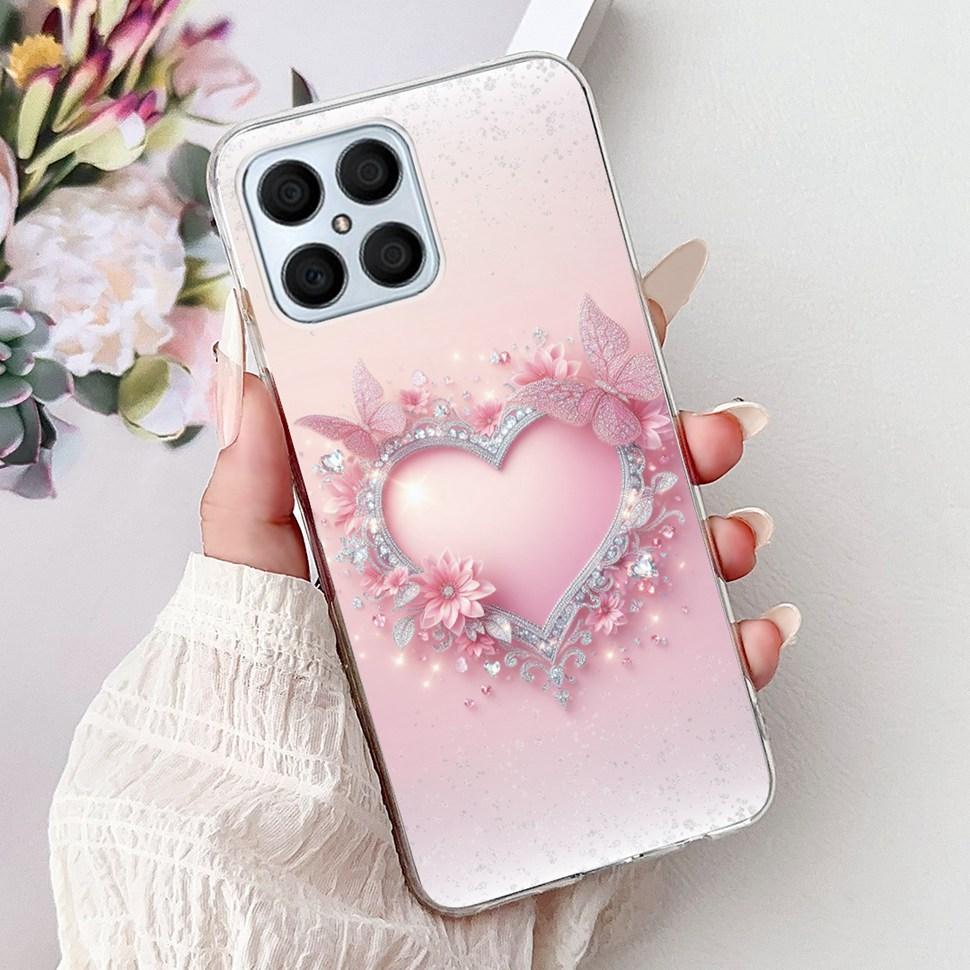 

For Honor X8 4G Case Cute Love Heart Cover Soft Silicone Phone Case For Honor X 8 X8 X30i Back Cover TFY-LX1 Shockproof Capa Honor X30i