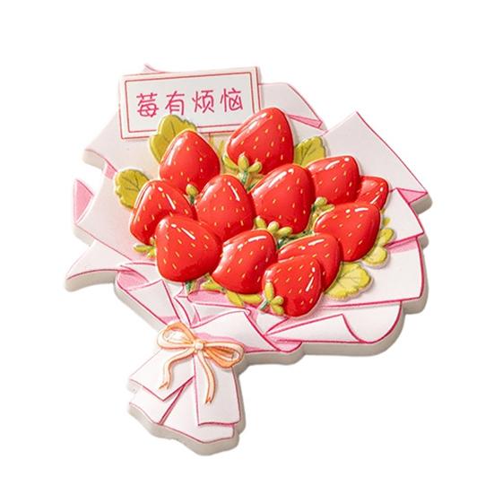 3D Fruit Bouquet Fridge Magnet Resin Strawberry Blueberry Lychee Orange Bouquet Refrigerator Magnet Kitchen Home Office Decoration