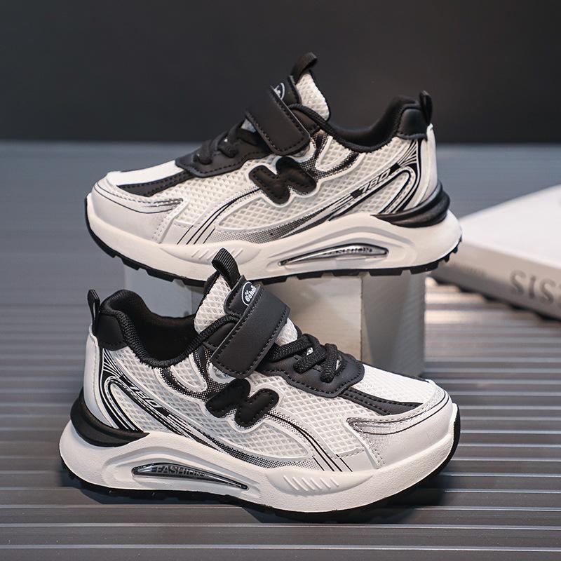 

Спортивная обувь для мальчиков, весенние и осенние туфли Forrest Gump для больших детей, дышащие, сверхлегкие, с двойной сеткой, дезодорирующие, повседневные туфли для девочек 37 чёрный