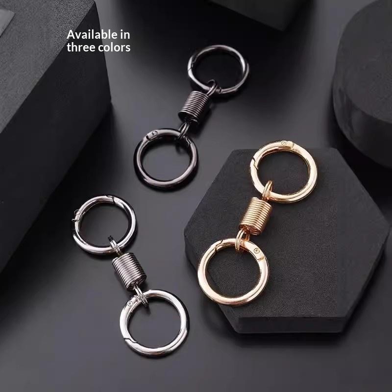Spring Loaded Zinc Alloy Dual Ring Keychain Heavy Duty Portable Key Organizer for Daily Use Birthday Gift