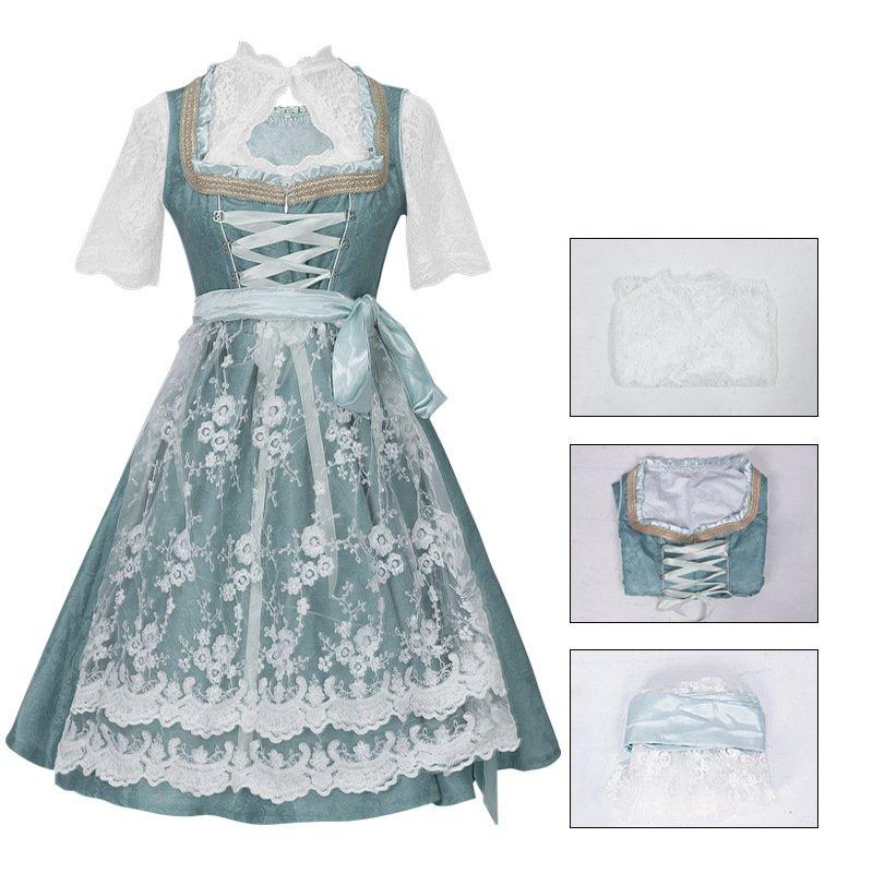 

Cosplay Oktoberfest Women Dresses Slip Skirt Festival Stage Performance Clothing 2XL зелений