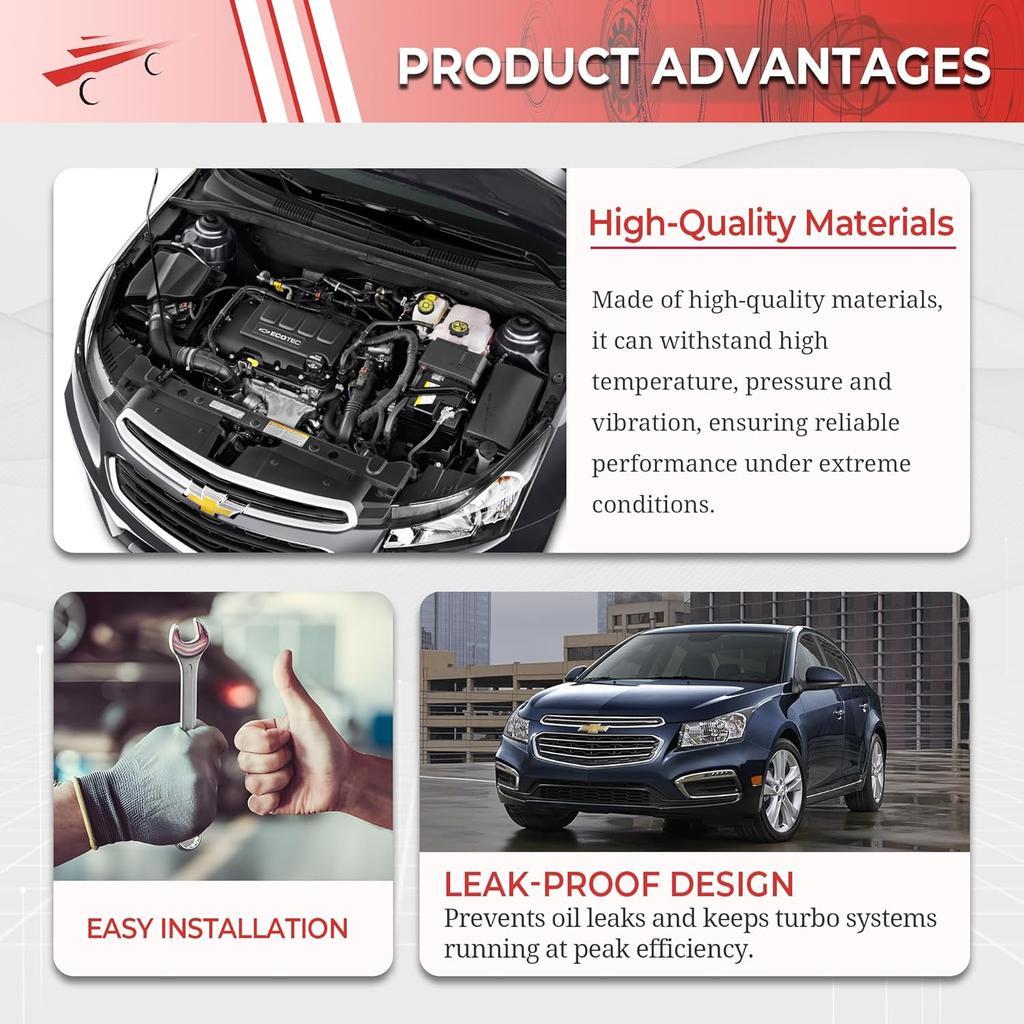 Turbo Oil Feed Line & Oil Return Line Turbo Coolant Feed Pipe & Coolant Return Pipe for 2011-2021 Buick Encore Chevrolet Cruze Sonic Trax 1.4L