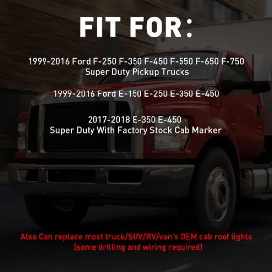 5pcs Amber Lens LED Cab Roof Running Marker Light For Ford F250 F350 Super Duty