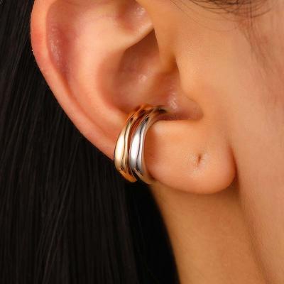 Fashion Metal C-Shaped Chunky Ear Clip Earrings for Women Men Simple Gold Color Non-Piercing Ear Cuff Earrings Jewelry Gifts