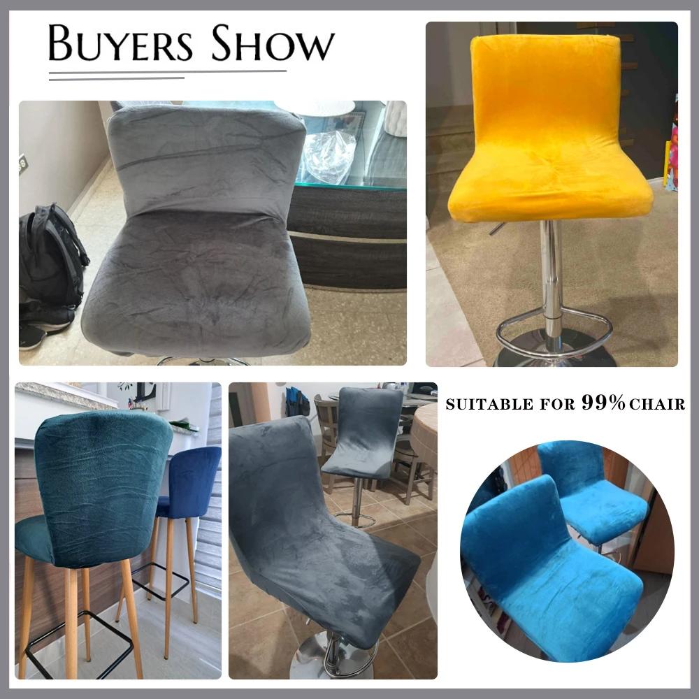 Super Velvet Bar Stool Chair Cover Stretch Low Back Chair Seat Case for Dining Room Hotel Banquet Club Home Decor Stool Covers