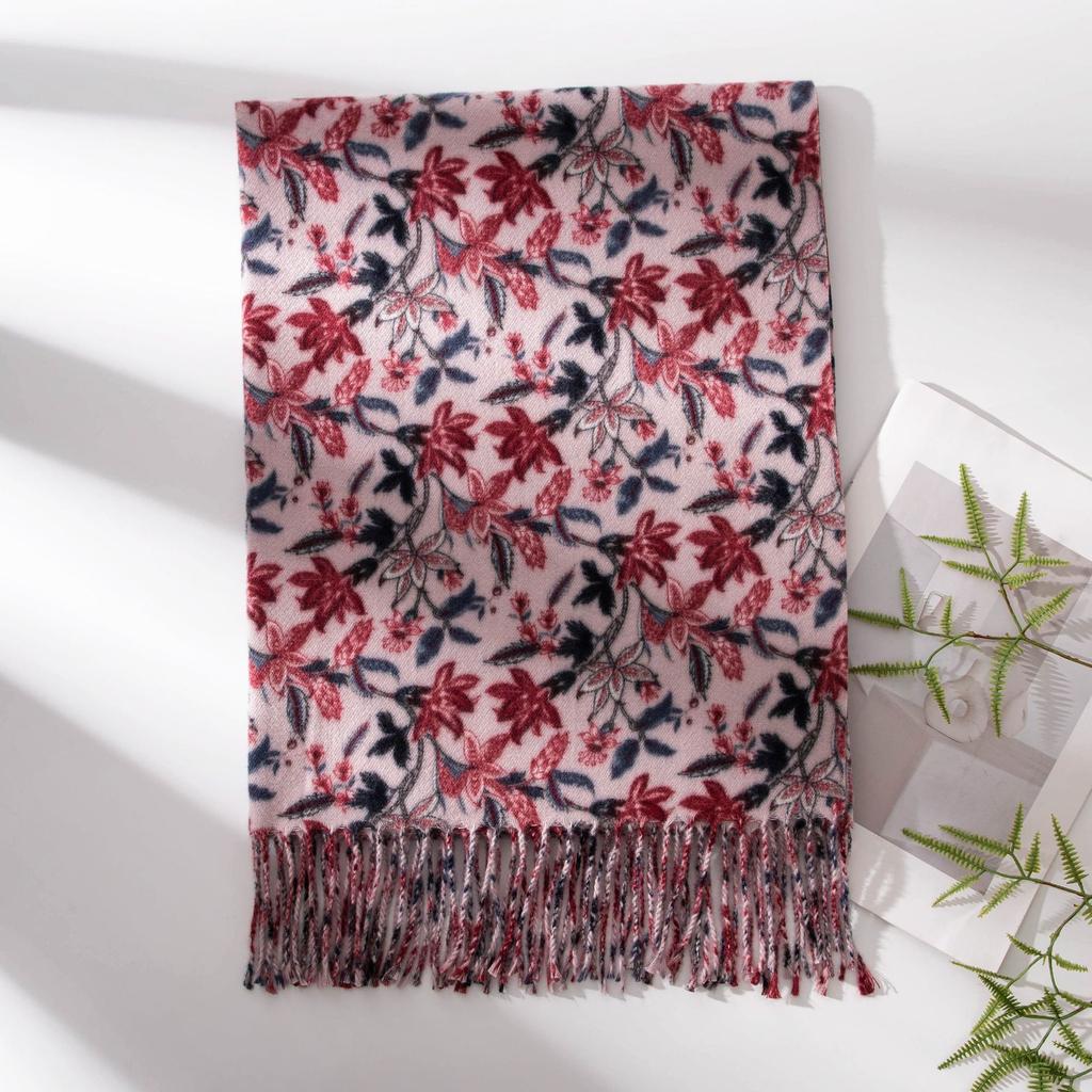 New Soft and Warm Imitation Cashmere Vine Printed Tassel Scarf High End Women's Scarf Shawl