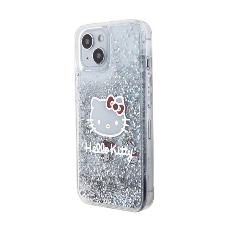 Hello Kitty Liquid Glitter Charms Kitty Head - Etui Iphone 14 (Srebrny)