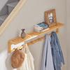 SoBuy Wall Wall 90cm Decorative Stylish Storage and Hat Clothes Coat Coat Hanger Hook Shelf, Hanger, Wall-Mounted Hooks, Bamboo, Wide, Shelf,