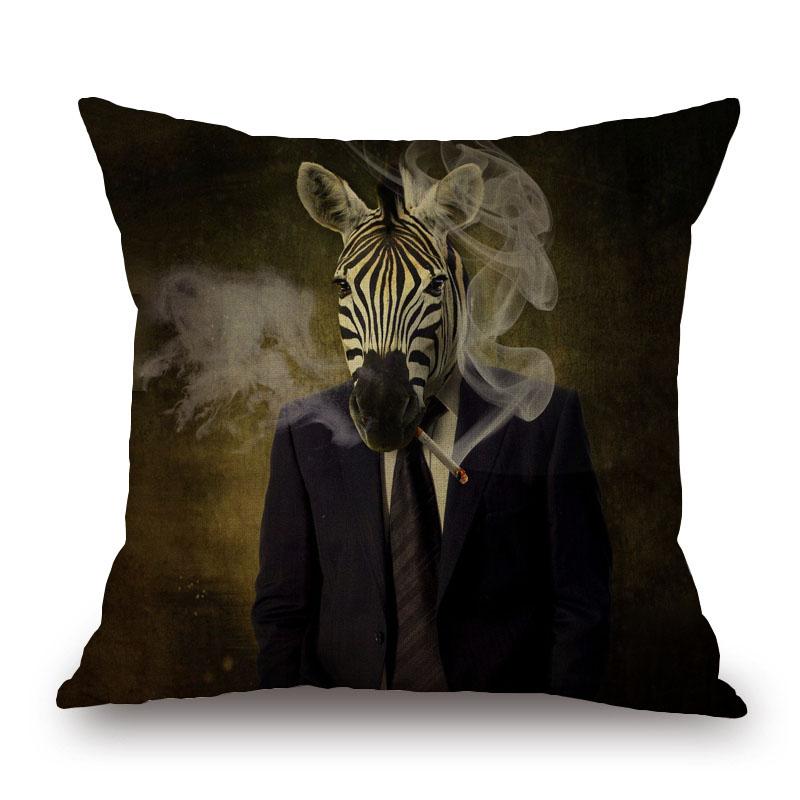 Sheep Rabbit Dog Cushion Cover Decor Lovely Animals Poster Beige Throw Pillows Case Home Pillowcase Sofa Decoration