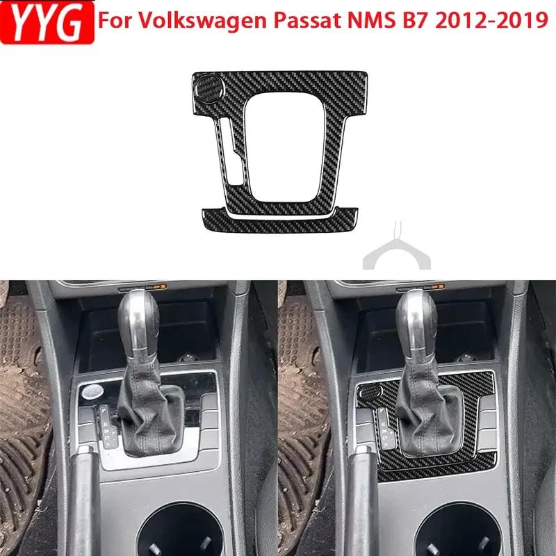 For Volkswagen VW Passat NMS B7 2012- Car Accessories Carbon Fiber Gear Shifter Panel Interior Trim Sticker Modification