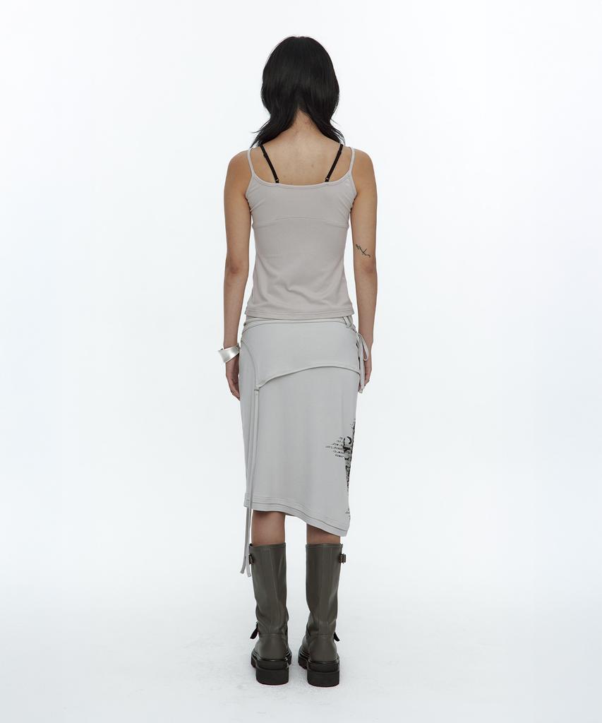 Rough Neck Asymmetric Panel Skirt Fog