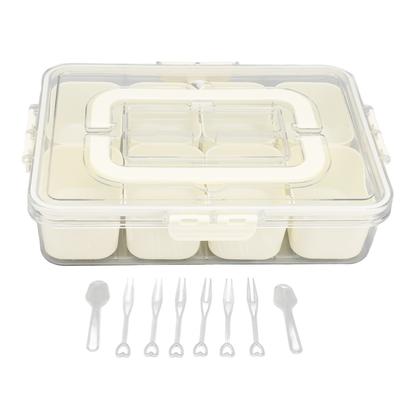 Portable Snackle Box Container 8 Compartment Clear Snack Platters Divided Serving Tray with Lid and Handle for Candy