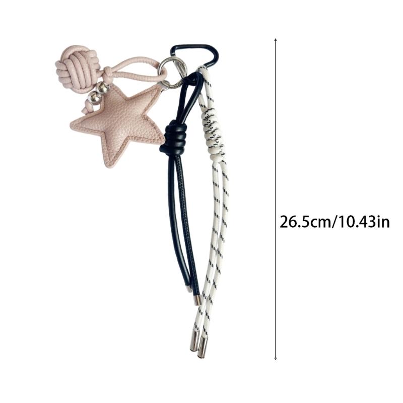 Trendy PU Leather Star Pendant Keychain Stylish Braided Rope Key Holder Handmade Colorful Keyring for Fashion Lovers