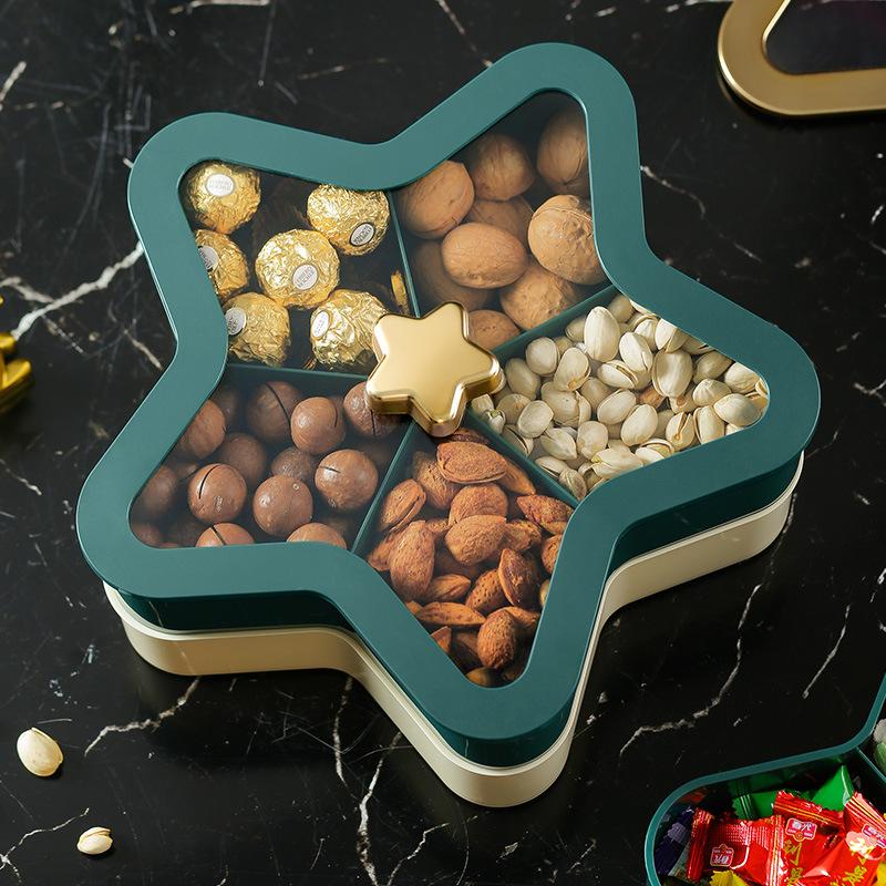 Candy Box for Home Use Wedding Double-layer Dried Top Fruit Tray with Lid Separate Snack Tray Fruit Candy Box Durable