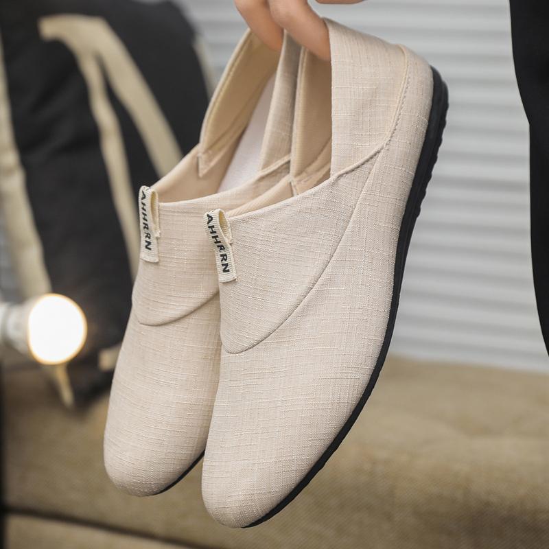 

Слипоны Легкие Мужские Повседневные Туфли Холщовые Туфли Zapato Hombre Износостойкие Нескользящие Мужские Дышащие Комфортные Туфли для Вождения 39 бежевый