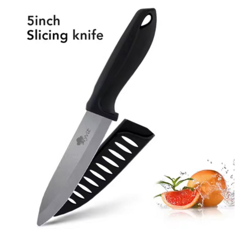 Ceramic Knife 3 4 5 6 Inch Sharp Kitchen Chef Knives Utility Slicer Paring Serrated Bread Meat Cleaver with Sheaths Black Blade