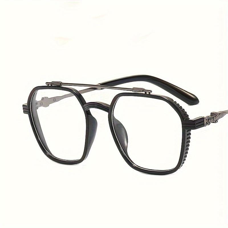 1 Pair of Sleek Black Square Metal Frame Eyeglasses with Anti-Blue Light Lenses Trendy Eye Protection & Computer Use