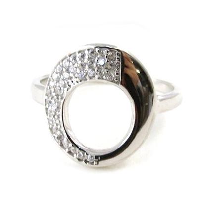 Ασημένιο δαχτυλίδι 'Sissi', λευκό ασήμι (επιροδιωμένο) - 15 mm