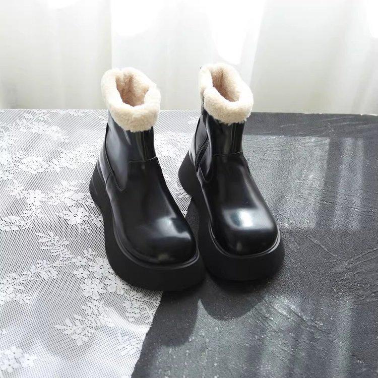 Mao Mao short boots cotton shoes new winter warm thick-soled snow boots velvet Martin boots heightening thin boots 35