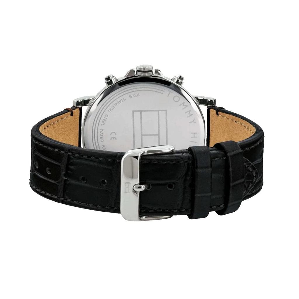 Tommy Hilfiger 1710381 Tommy Hilfiger Analog Watch in Black and Suitable for Business and Casual Wear Men's Multi-Function Silver, [Used]
