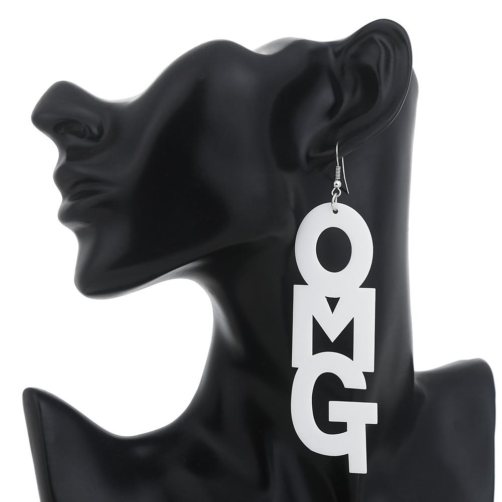 European and American Fashion Acrylic Hip-hop English Letter Earrings