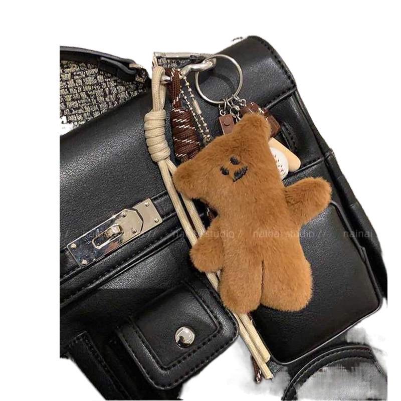 Han Dou Little Bear Pendant – Cute Cartoon Climbing Rope Plush Keychain Charm