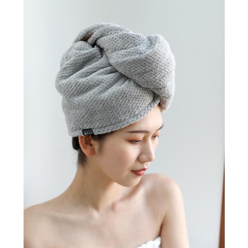 Trockenhaarkappe aus verdicktem Korallenvlies, saugfähige Duschhaube, Handtuch zum Trocknen der Haare mit umwickeltem Rand, doppellagiges Stirnband für erwachsene Damen