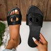Women's Fashion Casual Sandals New Soft Leather Cutout Plain Flat Slippers Beach Slipper