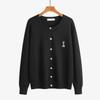 Plus Size Women's 2025 Autumn/Winter Bear Embroidered Knit Cardigan Sweater - Round Neck, Thickened, Fits Up to 220 Jin