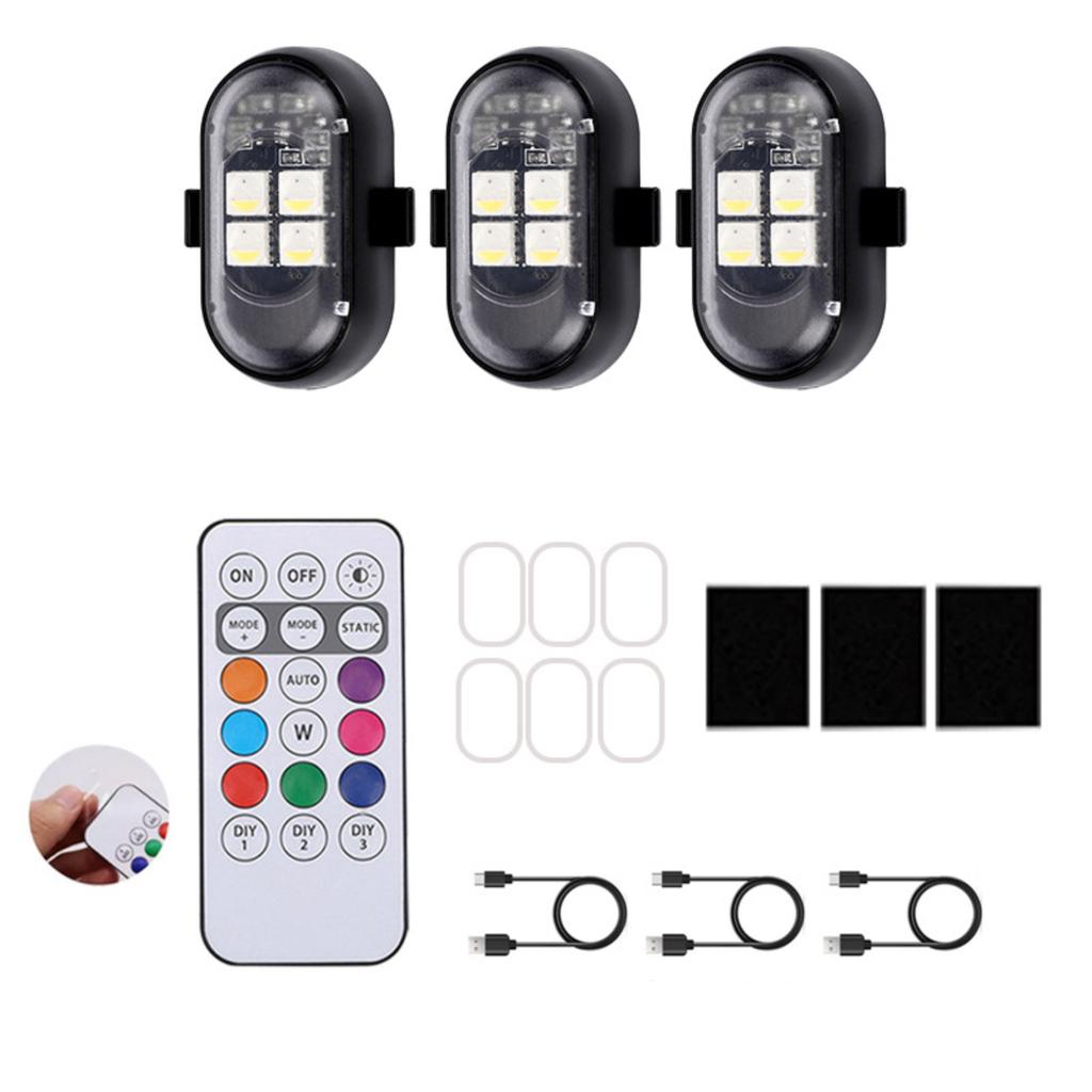 Car Wireless Remote Control Light 4 LED Beads 8 Color Ambient Light Set